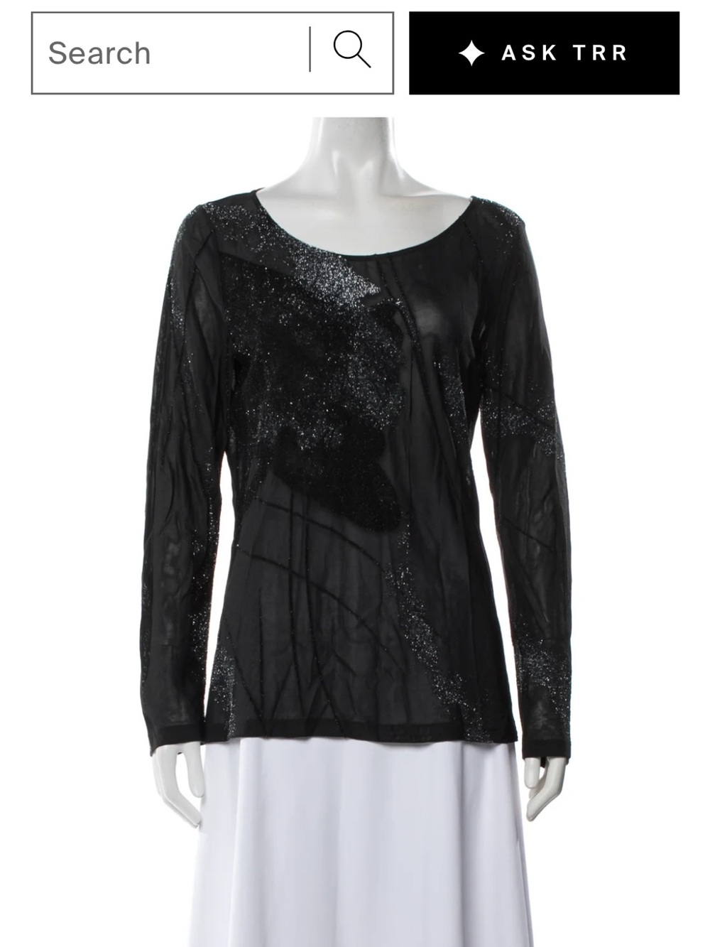 La Perla Black Sheer Long-Sleeve Top with Sparkle Accents